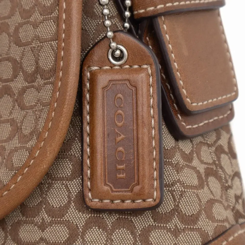 COACH 6808 Y2K Soho Brown Signature Leather Canvas Buckle Hobo Shoulder Bag RARE